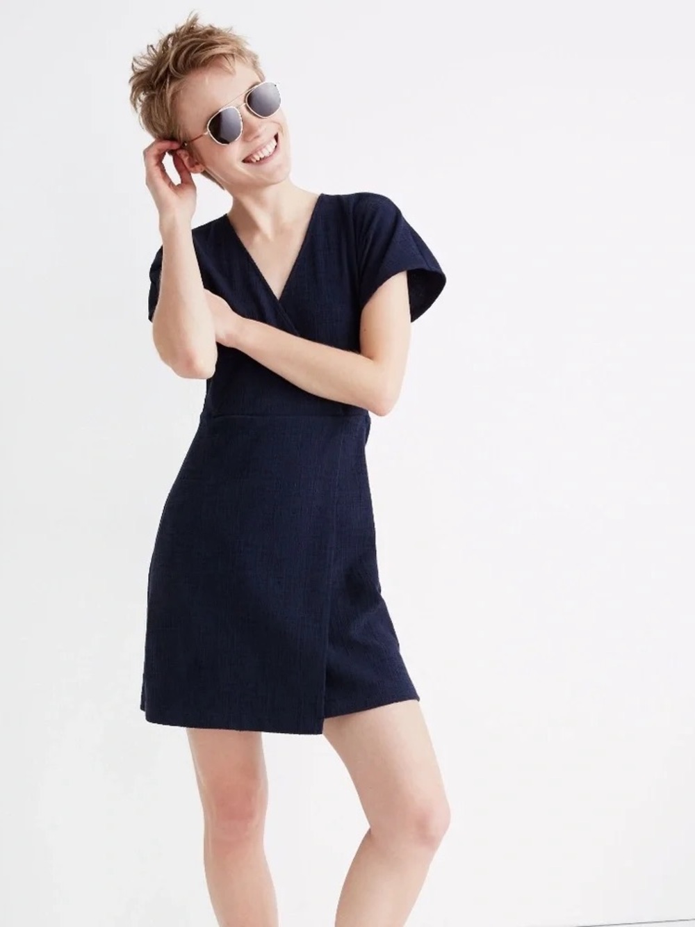 Madewell Cross-Front Flutter-Sleeve Mini Dress Size M